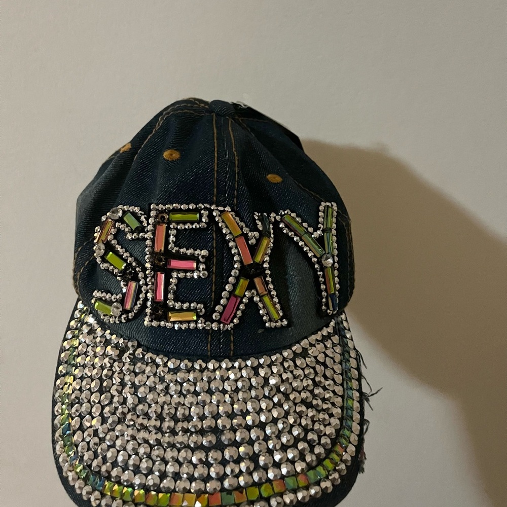 Embellished Denim Cap - Multicolor